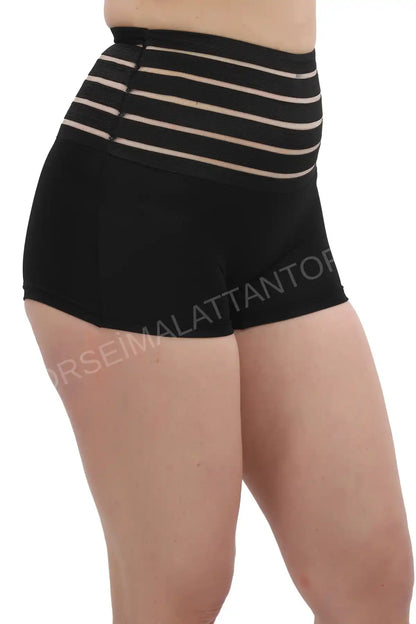 Kadın Korse Boxer Toptan | Yüksek Bel Dikişsiz Şeffaf Detay | S-3XL