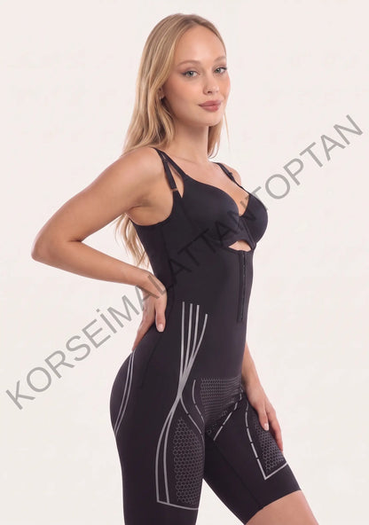 Toptan iyonizer tam body korse siyah - petek dokulu 5 bölge toparlayıcı